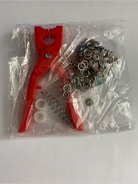NWOT Orange Handheld Snap Pliers with Multicolor Metal Eyelets FINAL OFFER